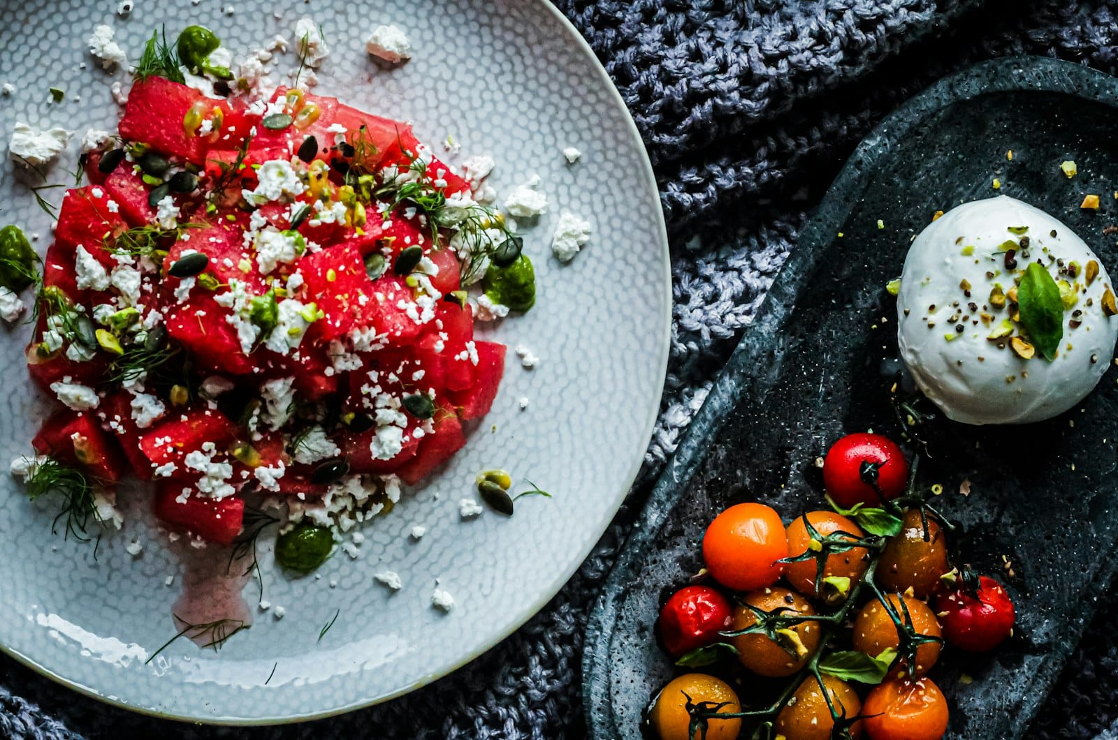 Watermeloensalade met feta en munt